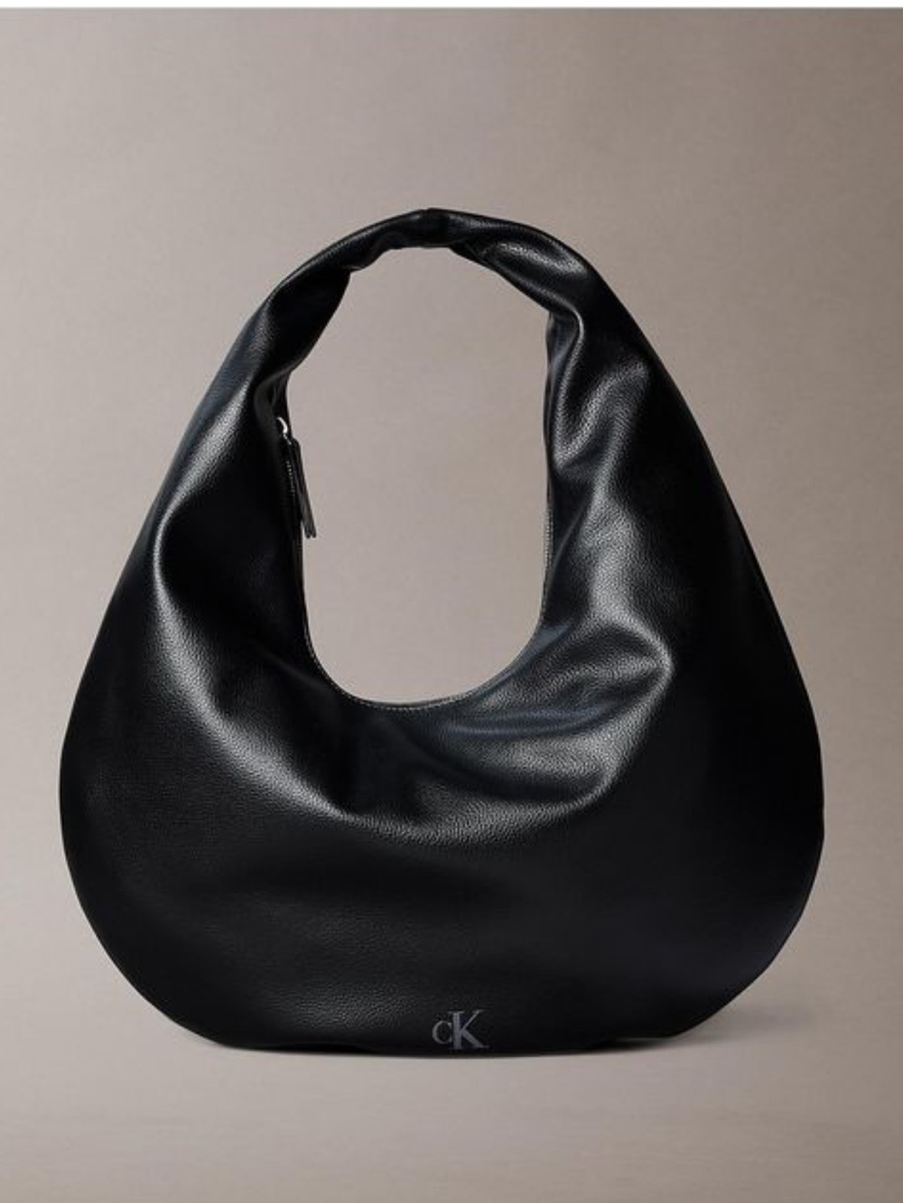 Calvin Klein Black Pebble Grain Crescent Shoulder Bag